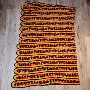 Baby Handmade Blanket Crochet Primary Colour Scalloped Edge